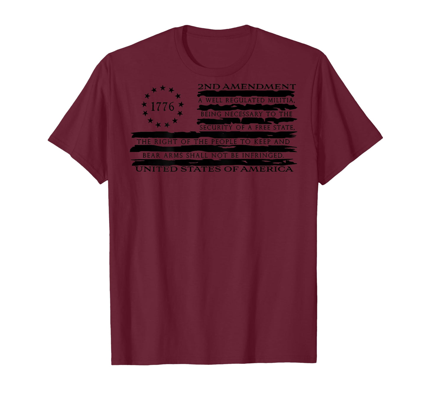 1776 2nd Amendment A Well Regulated Militia (on back) T-Shirt