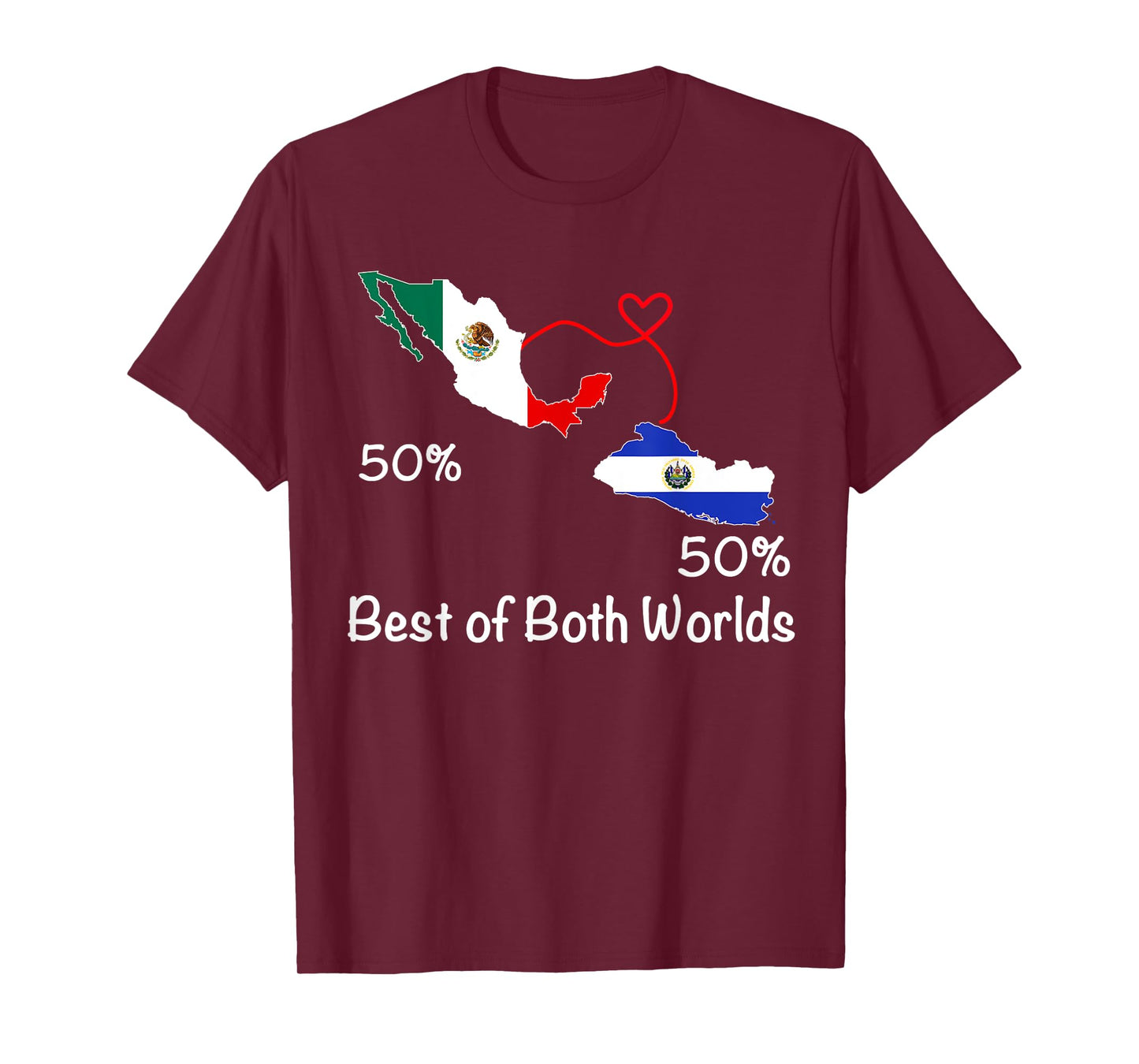 Half Salvadorian Half Mexican Flag Map Salvador Mexico T-Shirt