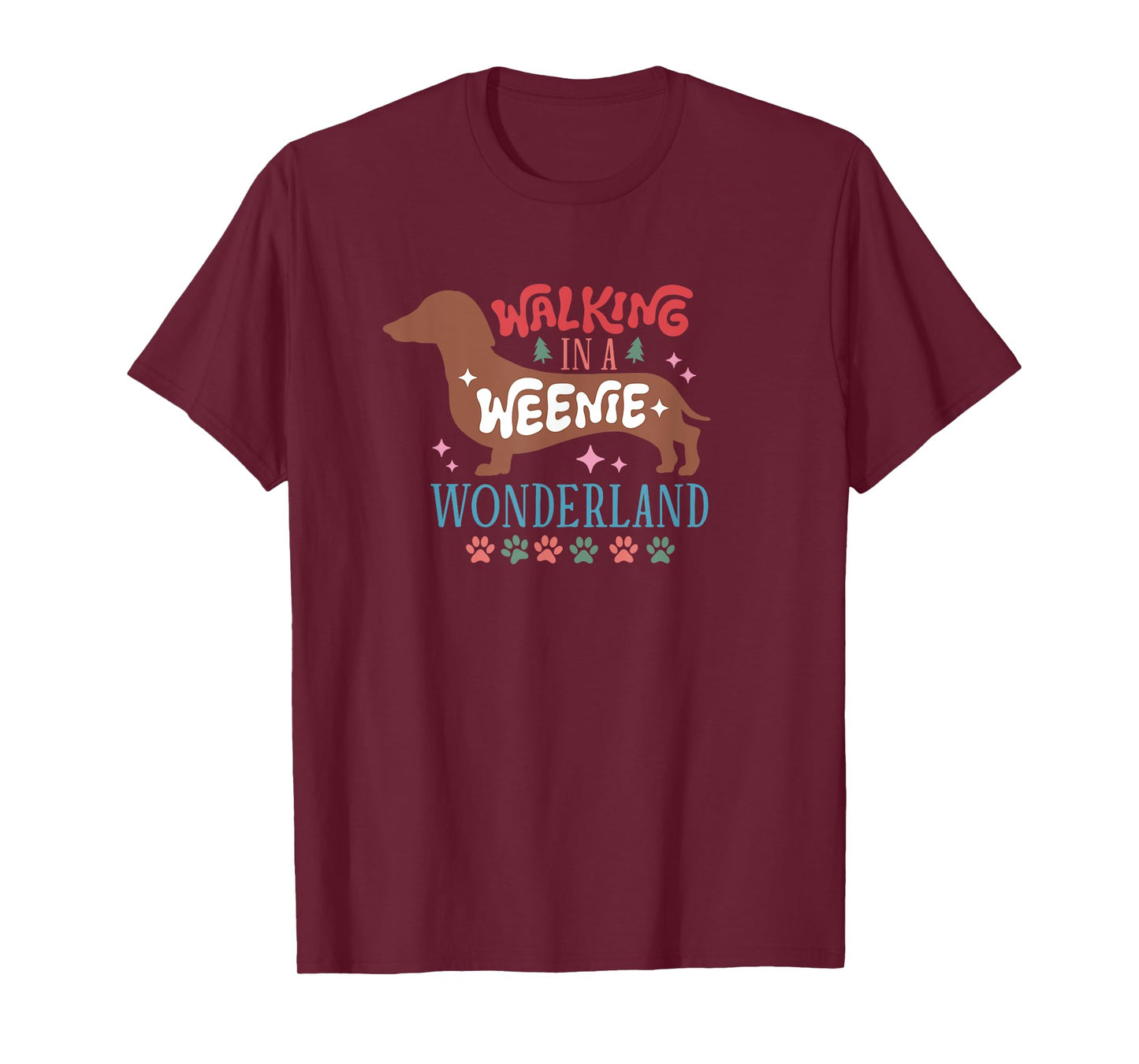 Elk Christmas Designs Wiener Dog T-Shirt, Black, Small