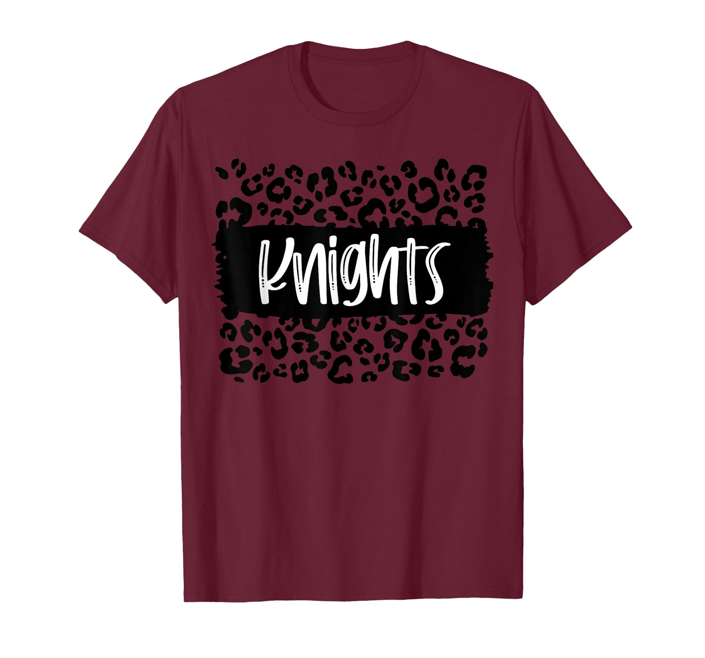 Knights Team Mascot School Spirit Game Night Leopard Print T-Shirt