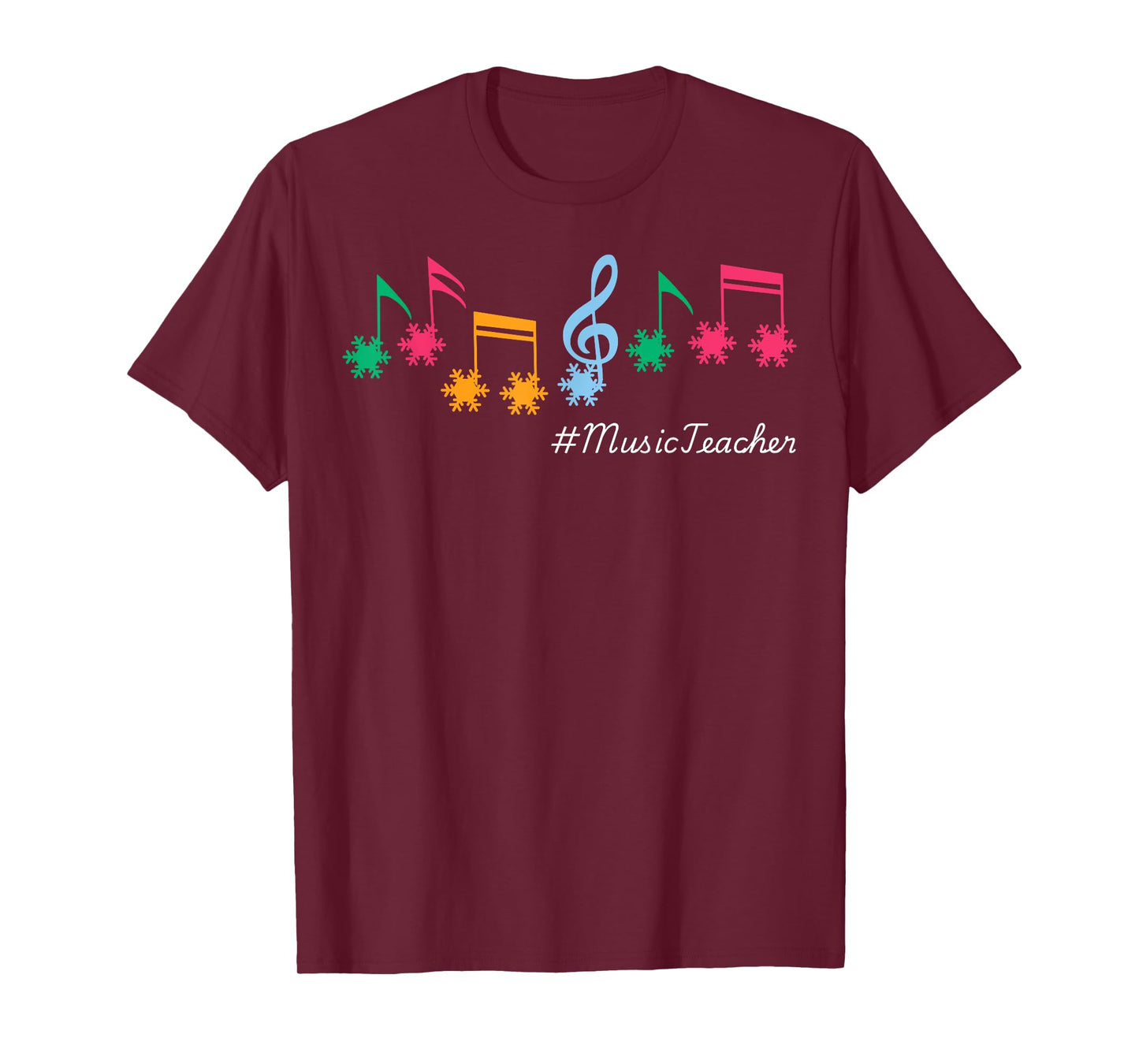 Funny Music Teacher Christmas Music Notes Snowflakes Outfit T-Shirt