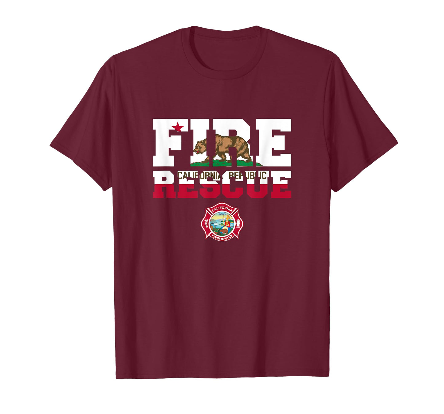 California Fire Rescue Firefighter Firemen Uniform Duty T-Shirt