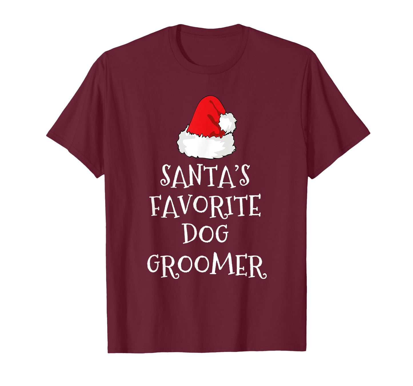 Santa's Favorite Dog Groomer Gift Funny Christmas Grooming T-Shirt