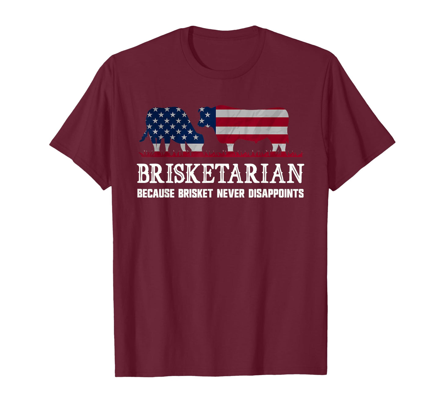 Funny Brisketarian Brisket Smoker BBQ American Flag T-Shirt
