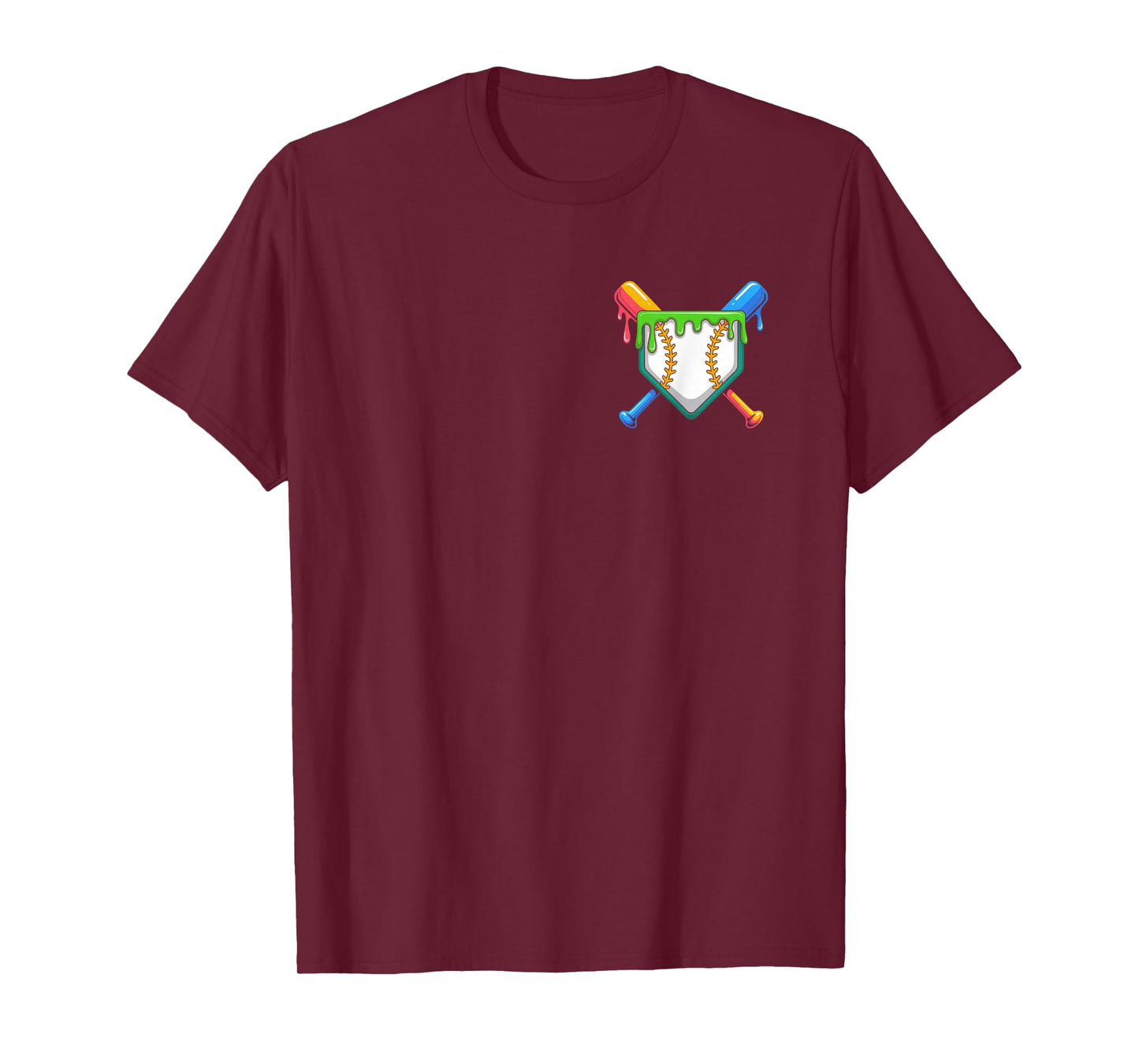 Baseball Dripping Ice Cream Drip Home Plate Baseball Player T-Shirt