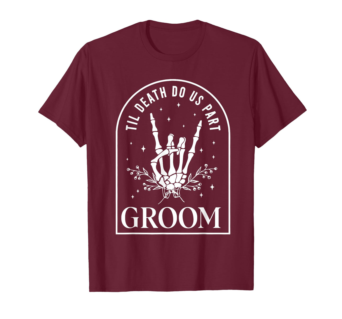 Groom Bride Skeleton Rock Hand Couples Wedding Halloween T-Shirt