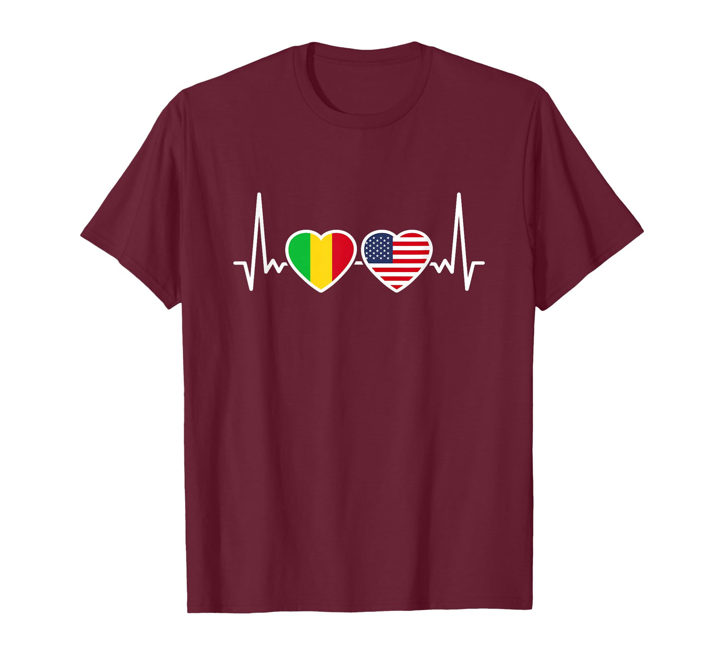 Mali USA Heartbeat Flag American Malian T-Shirt