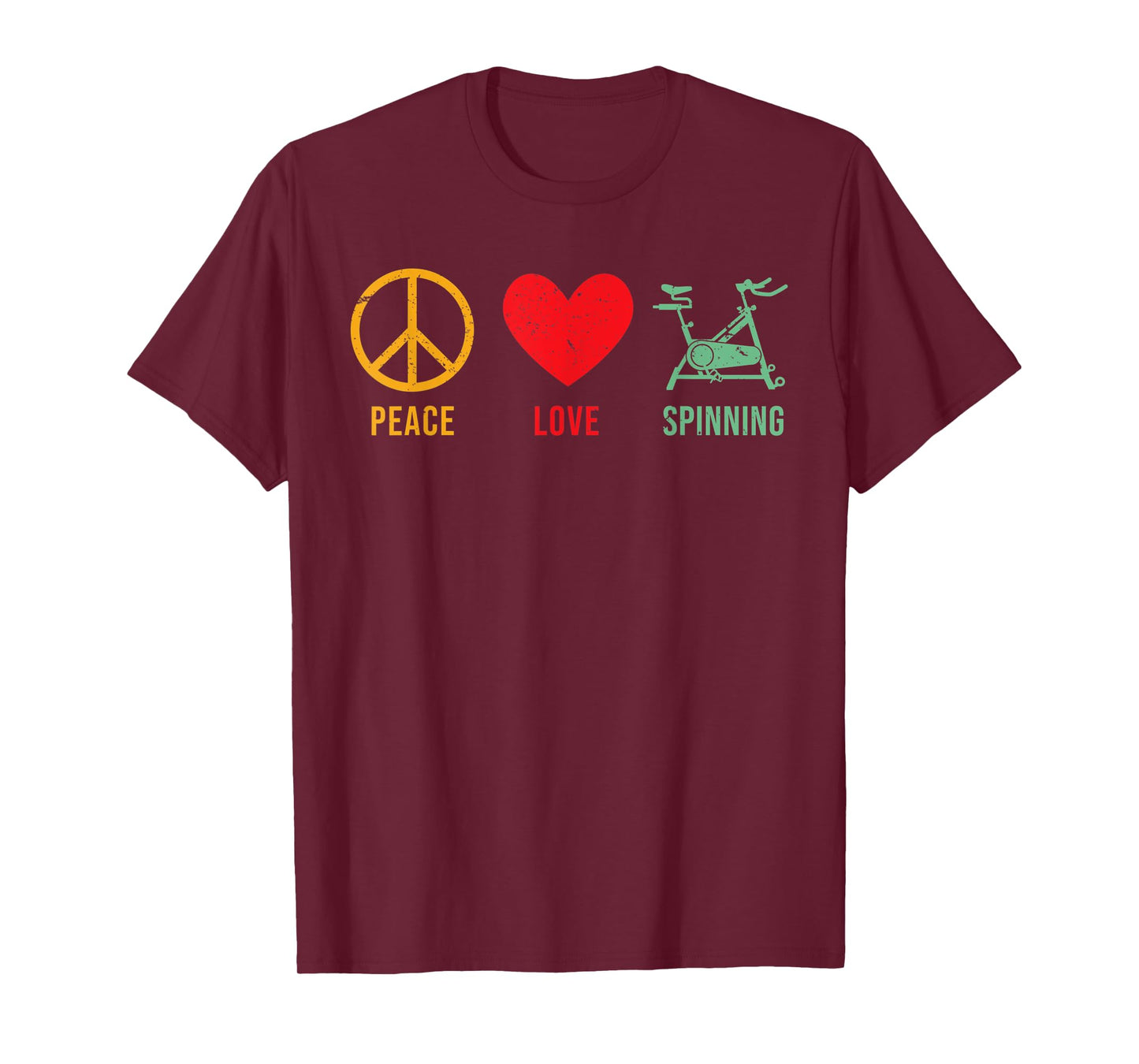 Cute Spin Instructor Peace Love Spinning Cycle Spinner Bike T-Shirt