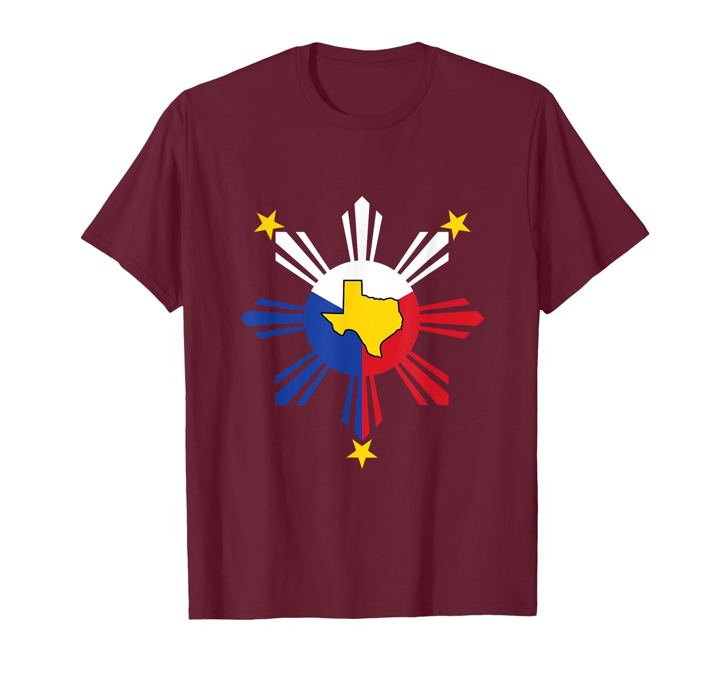 Texas Map in Philippines Sun Filipino Roots Texan T-Shirt