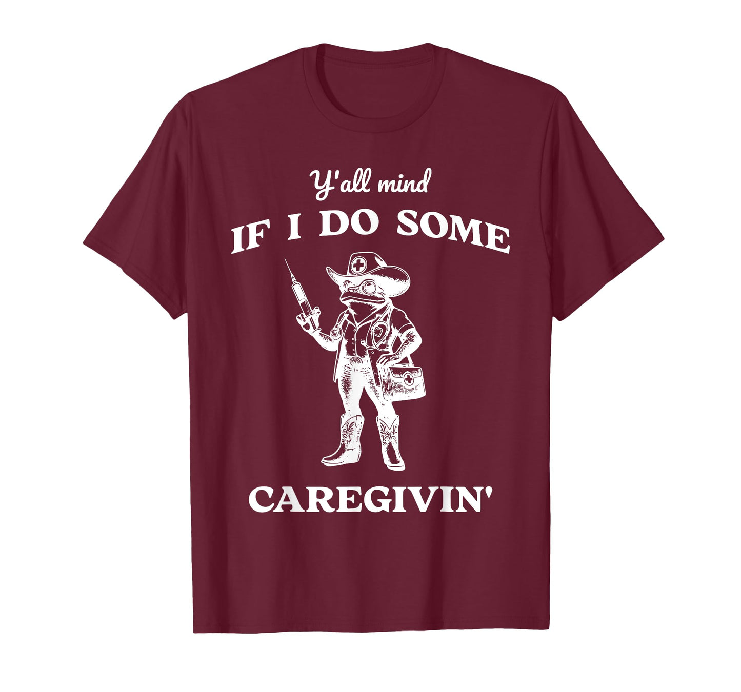 Retro Western Caregiver Nurse Cowboy Frog Registered Nurse T-Shirt
