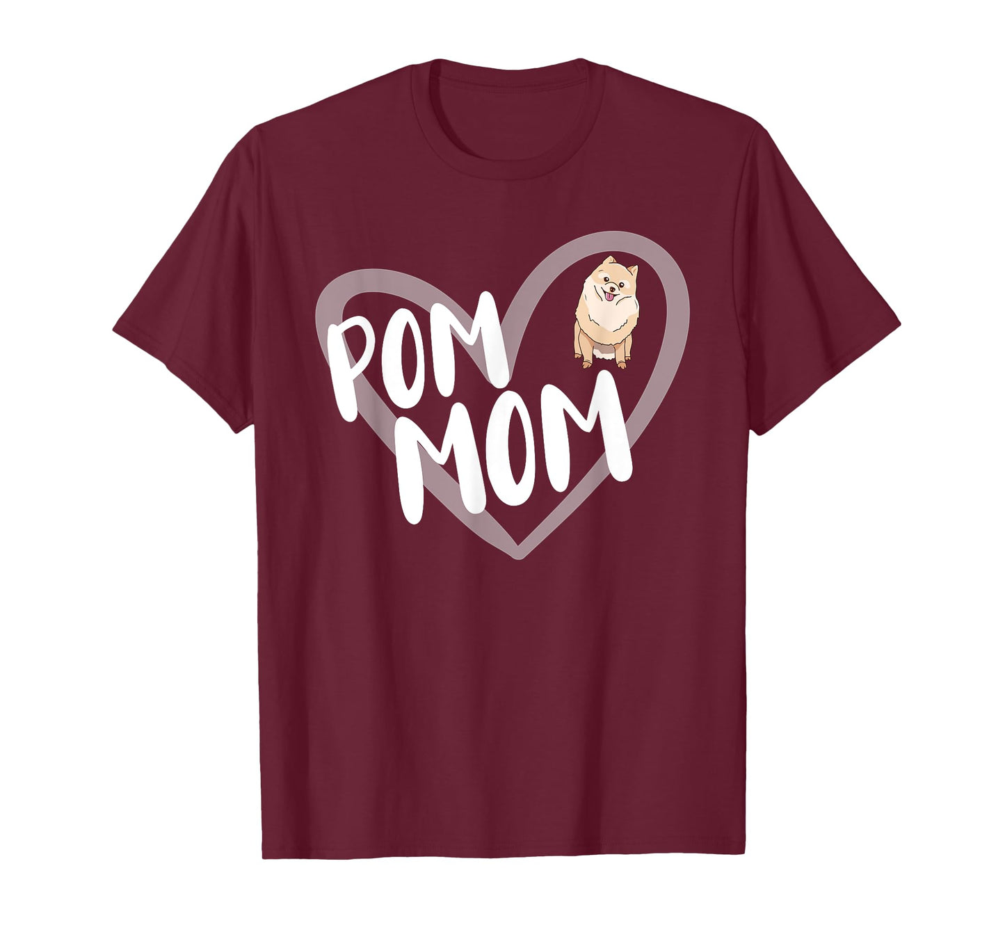 Pom Mom Heart Funny Pomeranian Owner Dog Lover T-Shirt