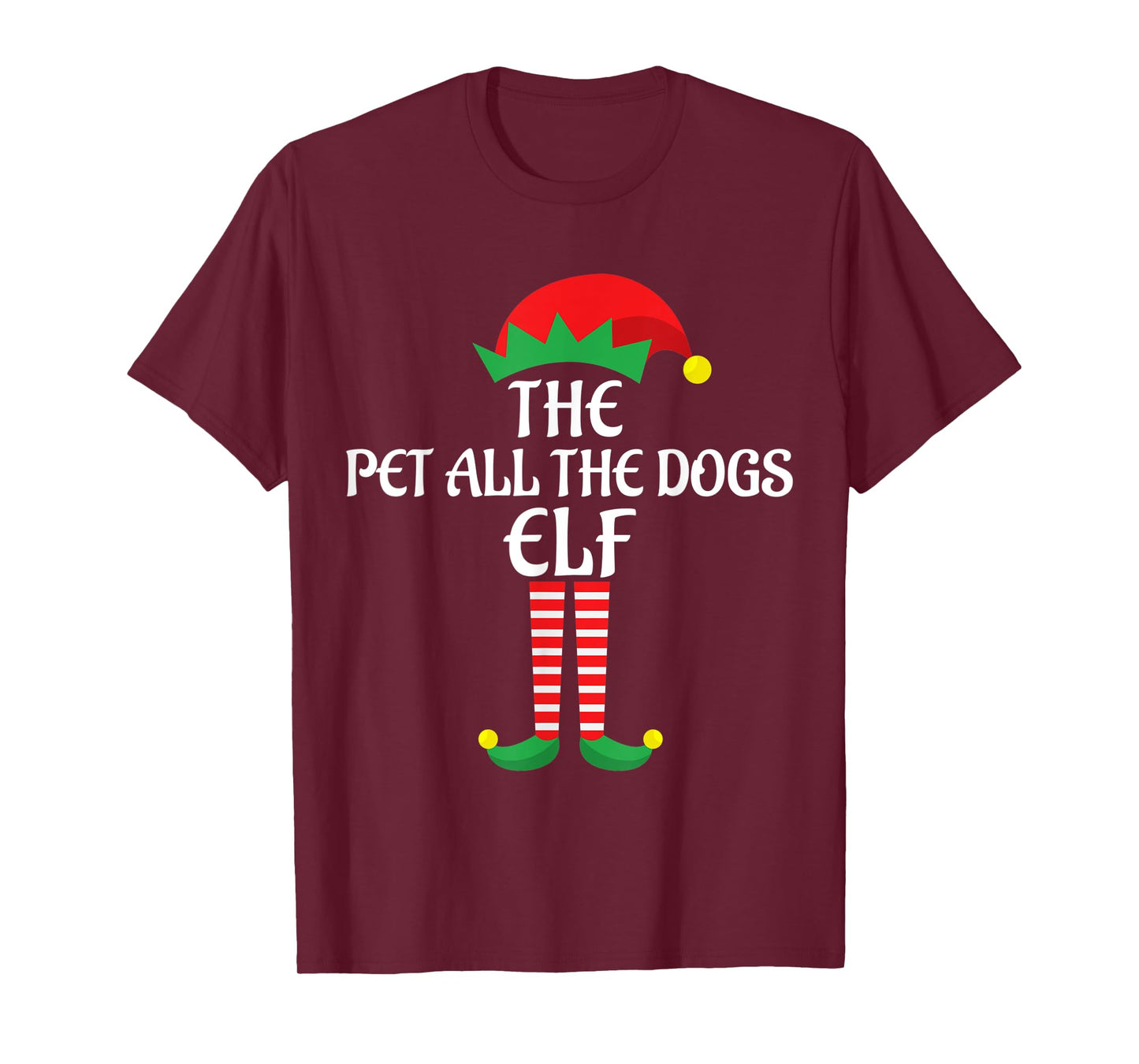 Pet All the Dogs Elf Christmas Theme Family Group Matching T-Shirt