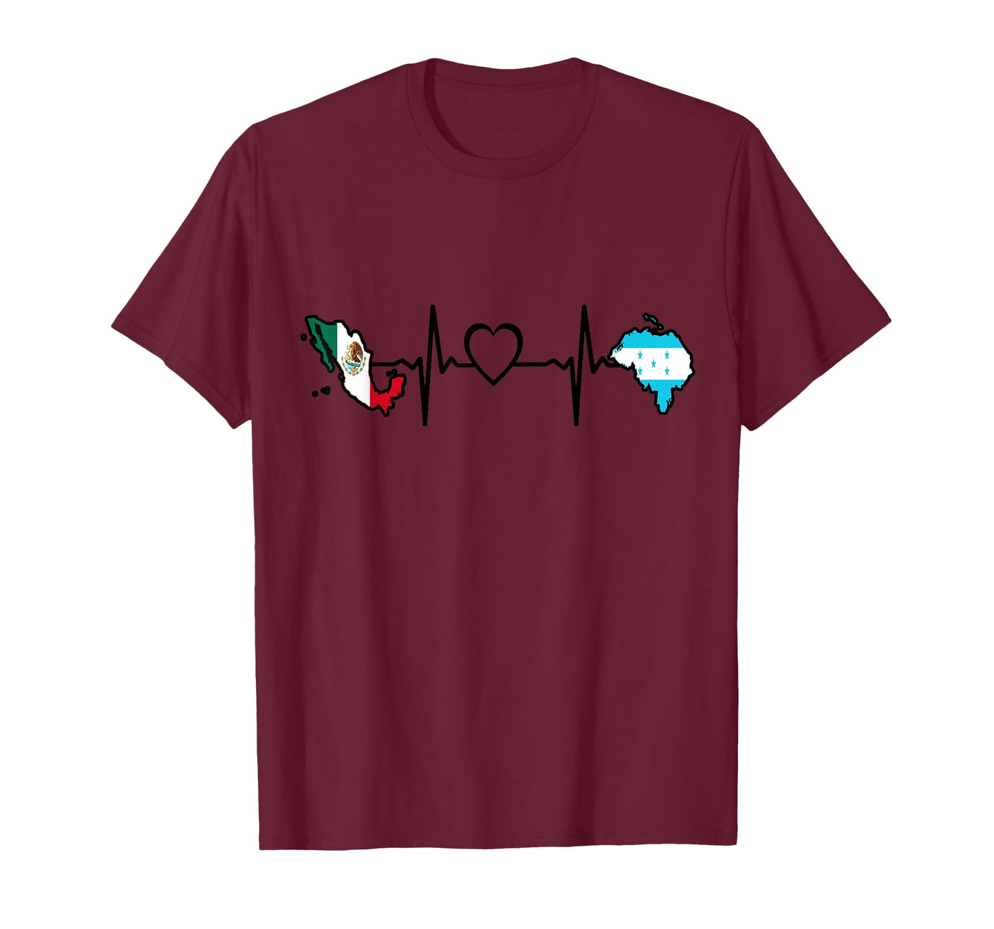 Mexico Honduras Flag - Mexican Honduran Heartbeat T-Shirt