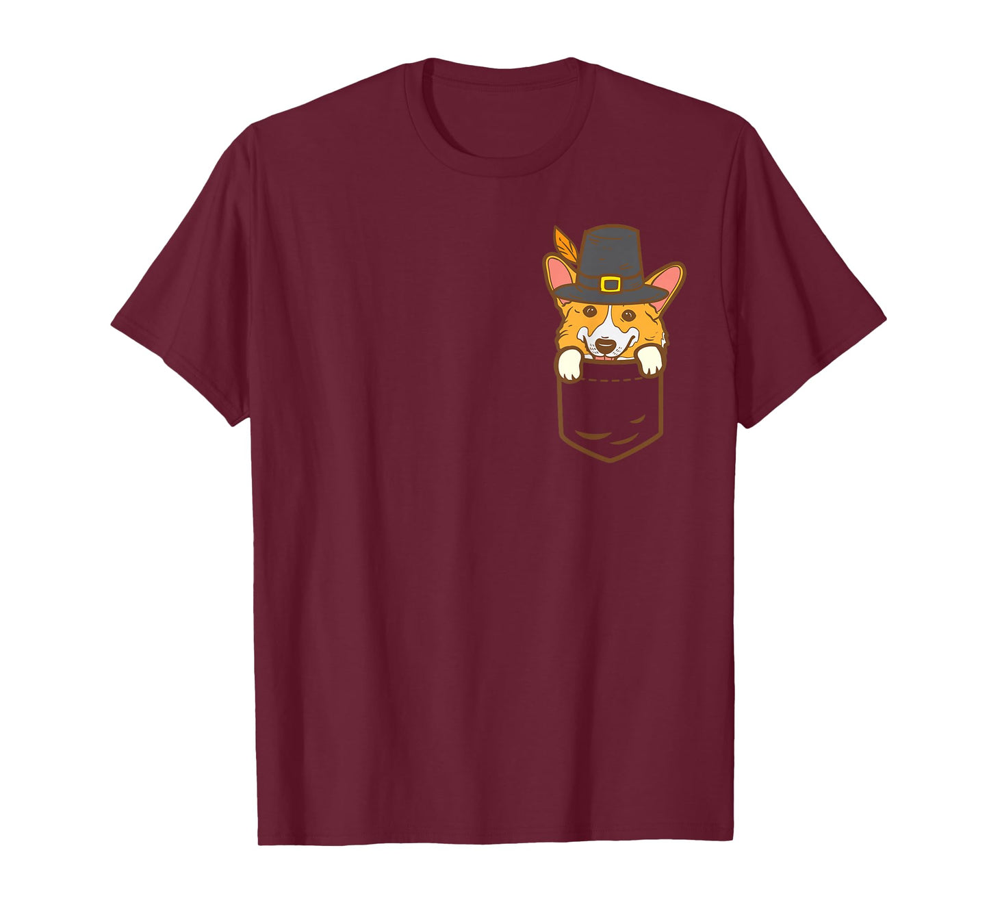 Pocket Pilgrim Welsh Corgi Dog Lover Cute Thanksgiving Gift T-Shirt