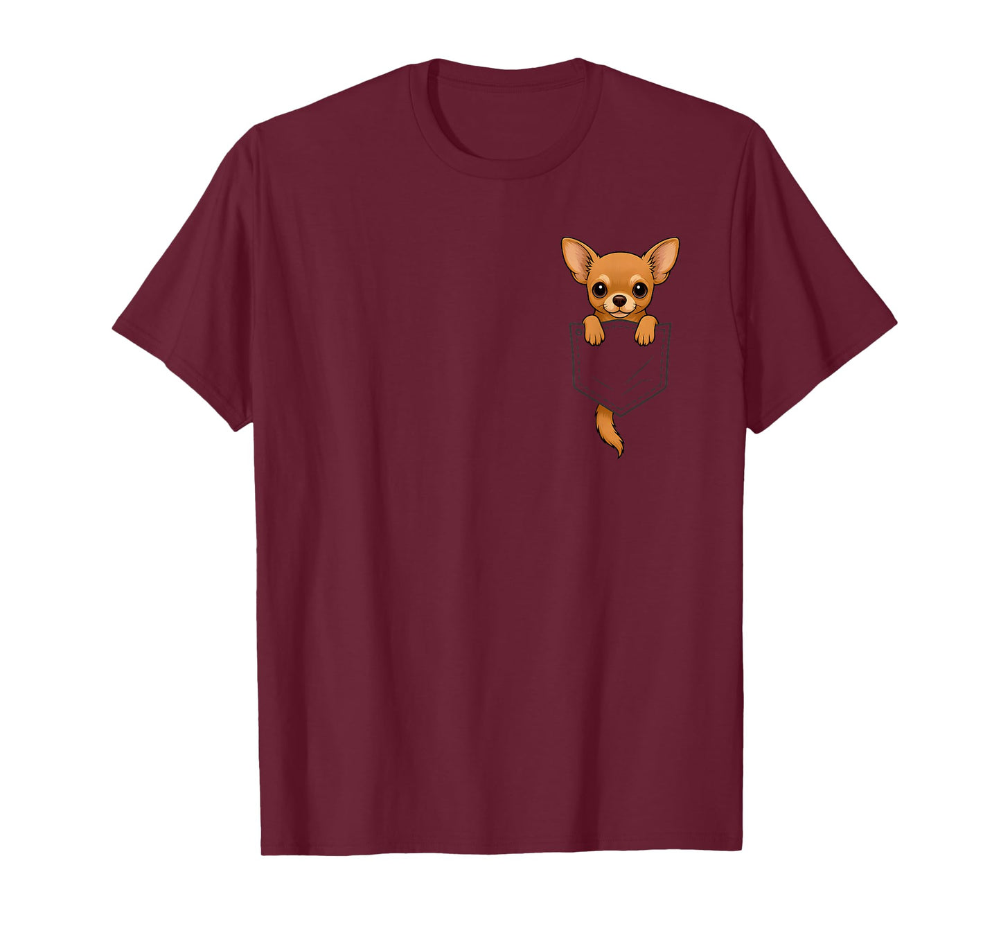 Funny Chihuahua Peeking in Pocket Animal Dog Lover Pet Mom T-Shirt