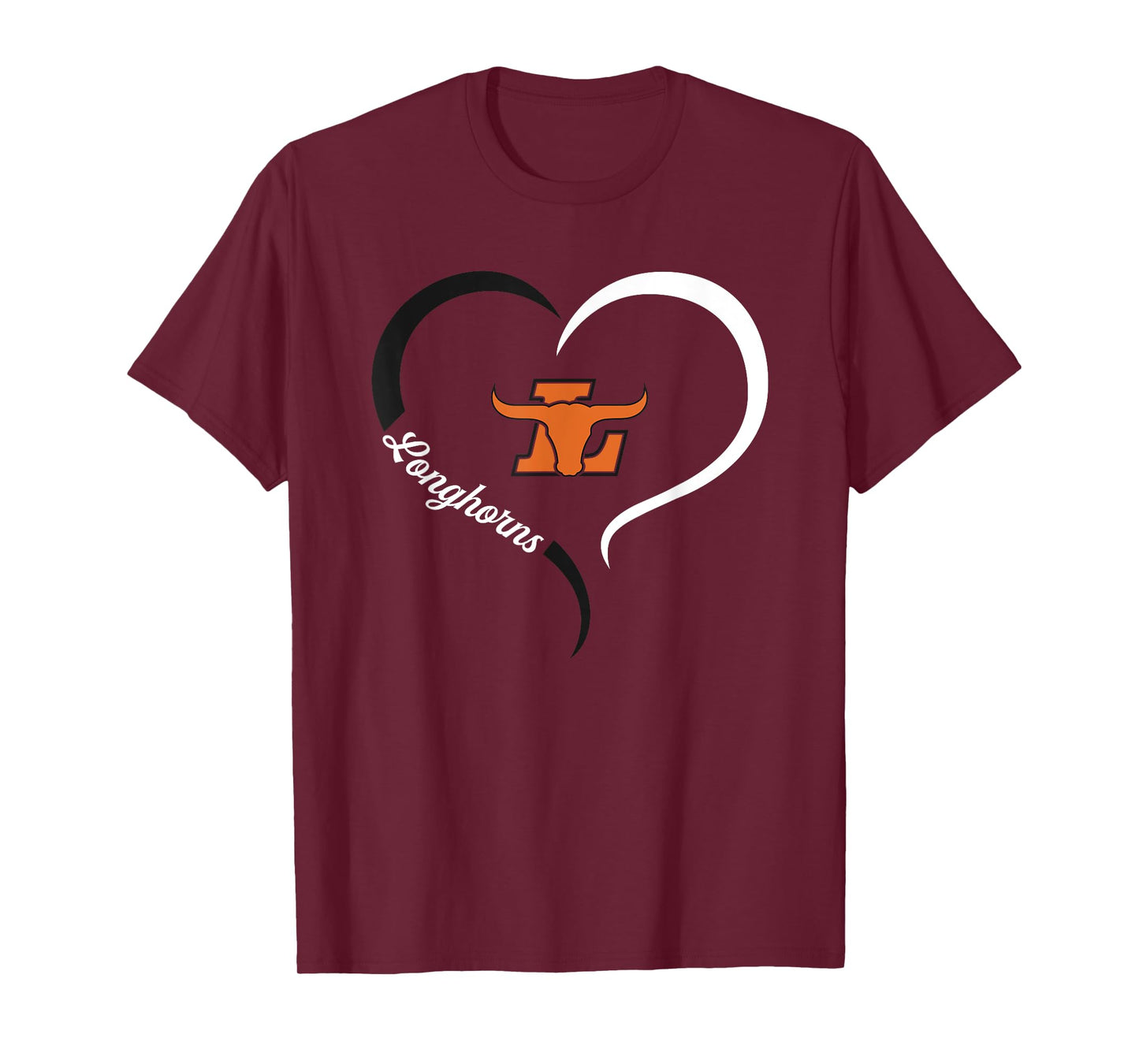 Lanier Longhorns Logo Half Heart Slogan HS T-Shirt