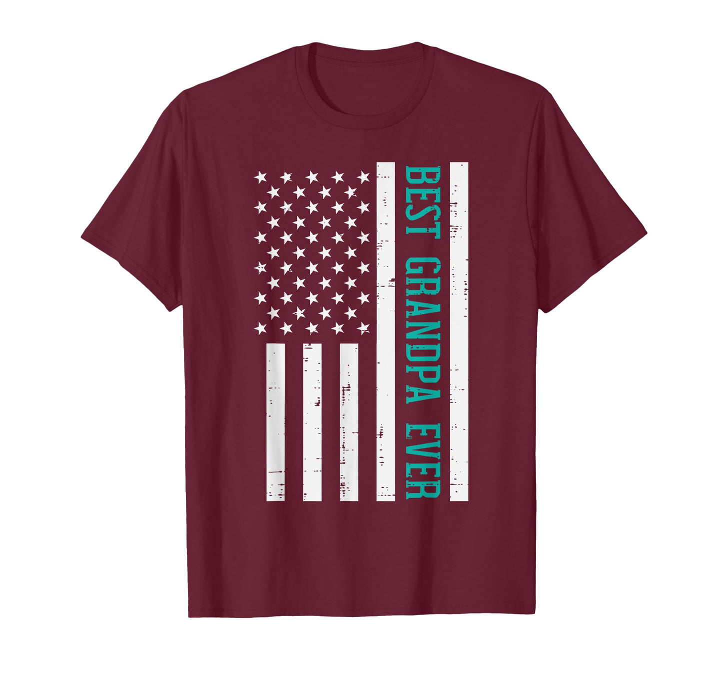 Best Grandpa Ever US Flag Vintage Fathers Day Patriotic Women Men T-Shirt