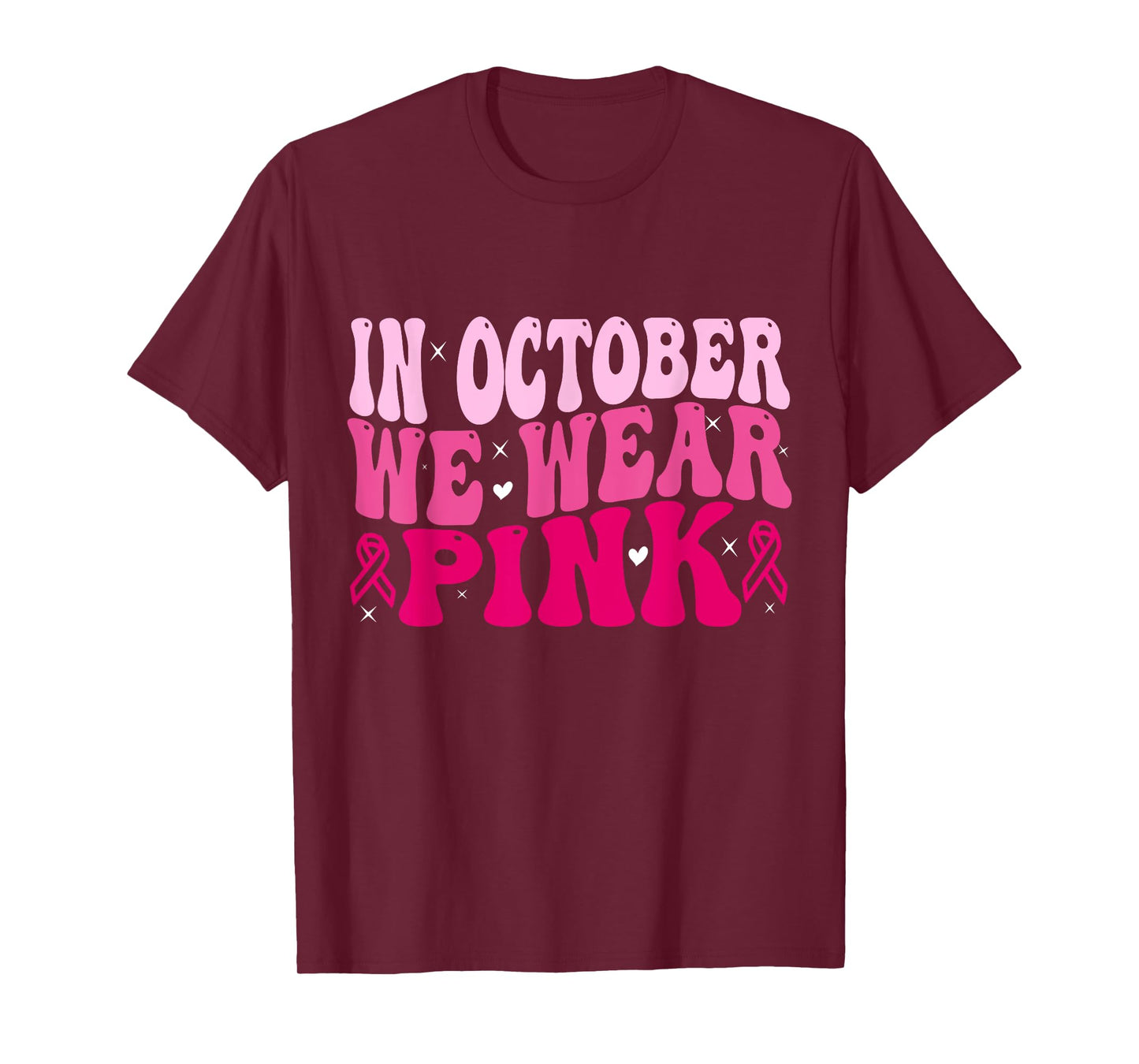 In October We Wear Pink Halloween Breast Cancer Awareness T-Shirt