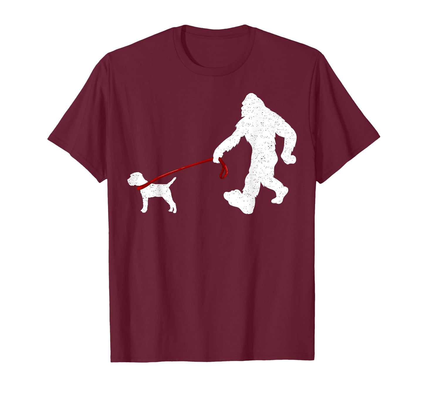 Funny Bigfoot Walking With Border Terrier Dog Gifts T-Shirt