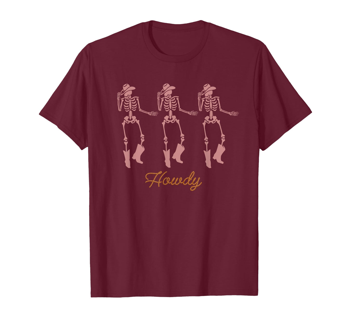 Retro Howdy Skeleton Cowgirl Dancing Cowboy Boots Horse T-Shirt