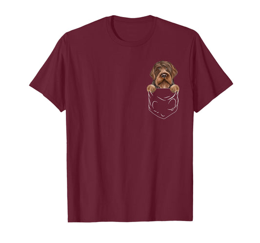 Wirehaired Pointing Griffons Owner Gift Dog In Pocket Wirehaired Pointing Griffon Funny Dog Lover Unisex Adults Kids T-Shirt Black Short Sleeve Modern Humorous Cartoon Dog Themed T-Shirt