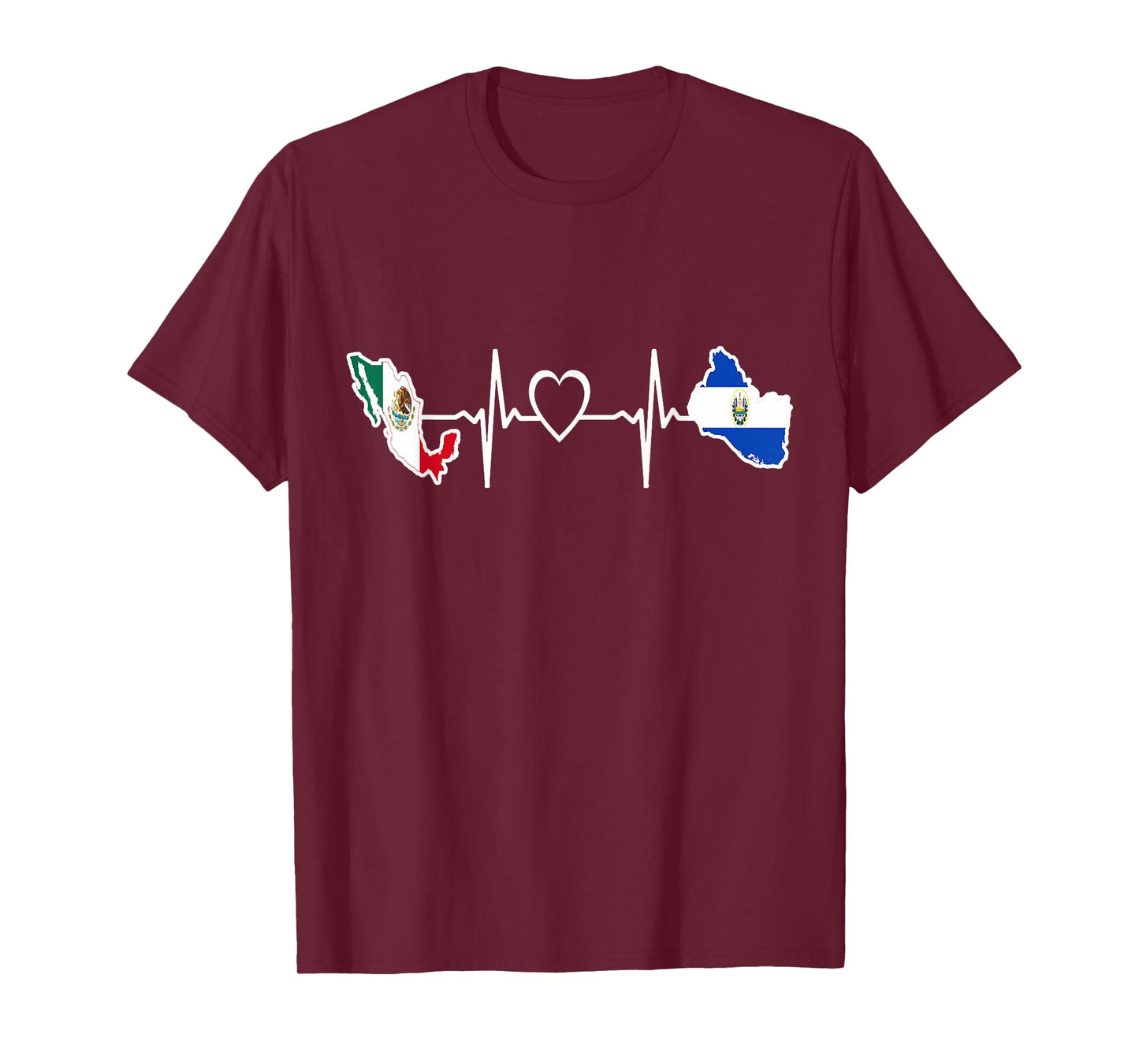 Mexican Salvadorian Flag - Mexico El Salvador Heartbeat T-Shirt