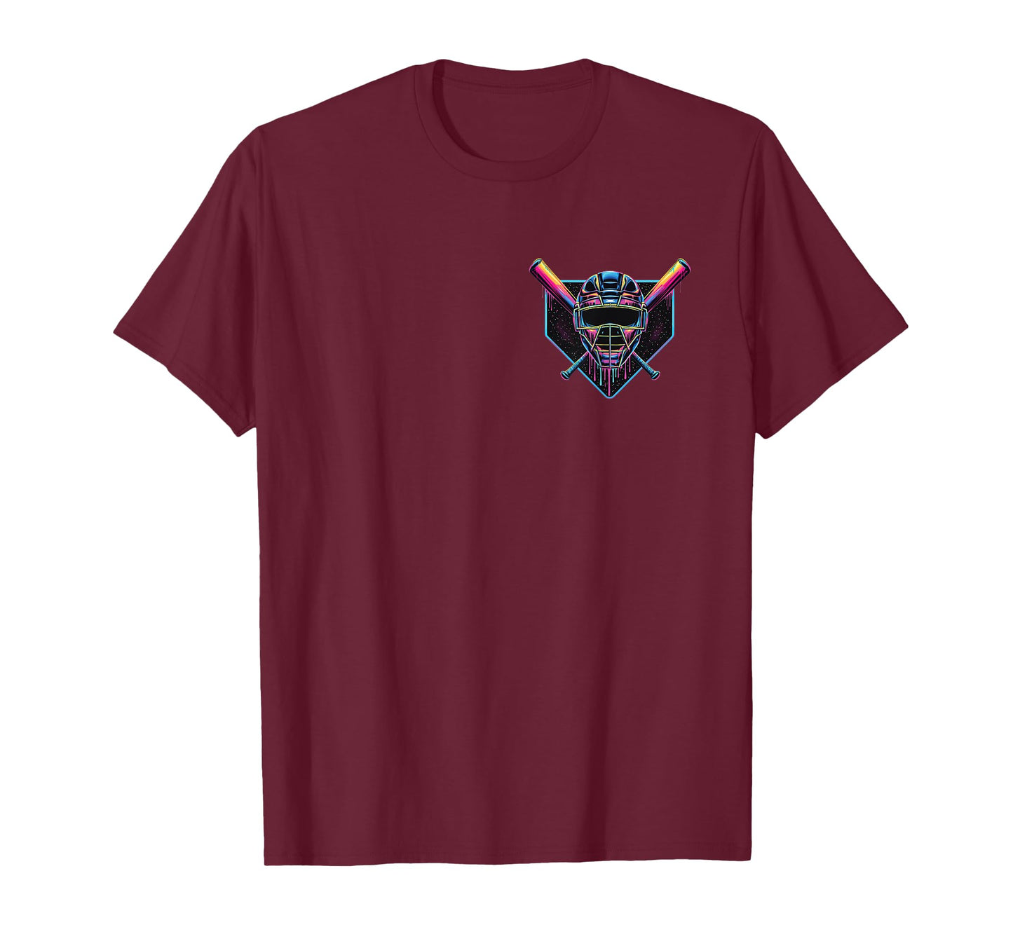Dripping Baseball Catcher Mask Baseball Drip Bats Colorful T-Shirt