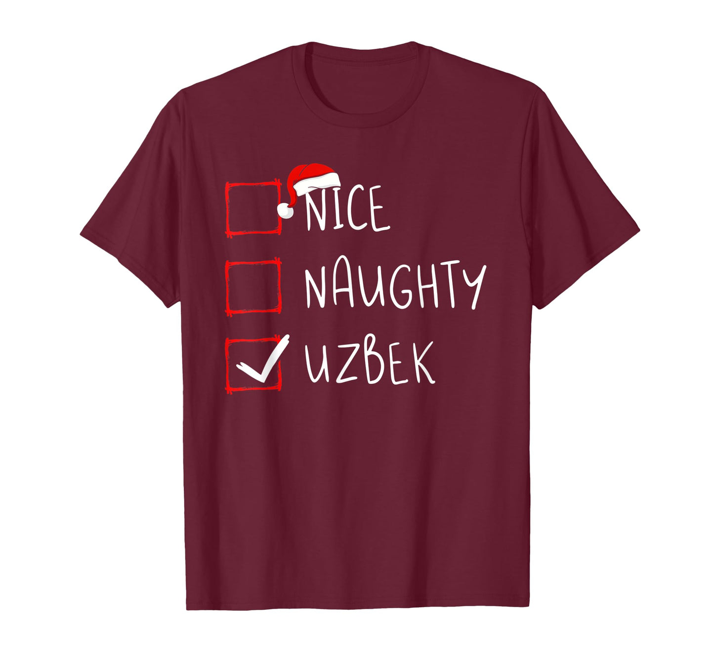 Nice Naughty Uzbek Christmas Uzbekistan Heritage Roots T-Shirt