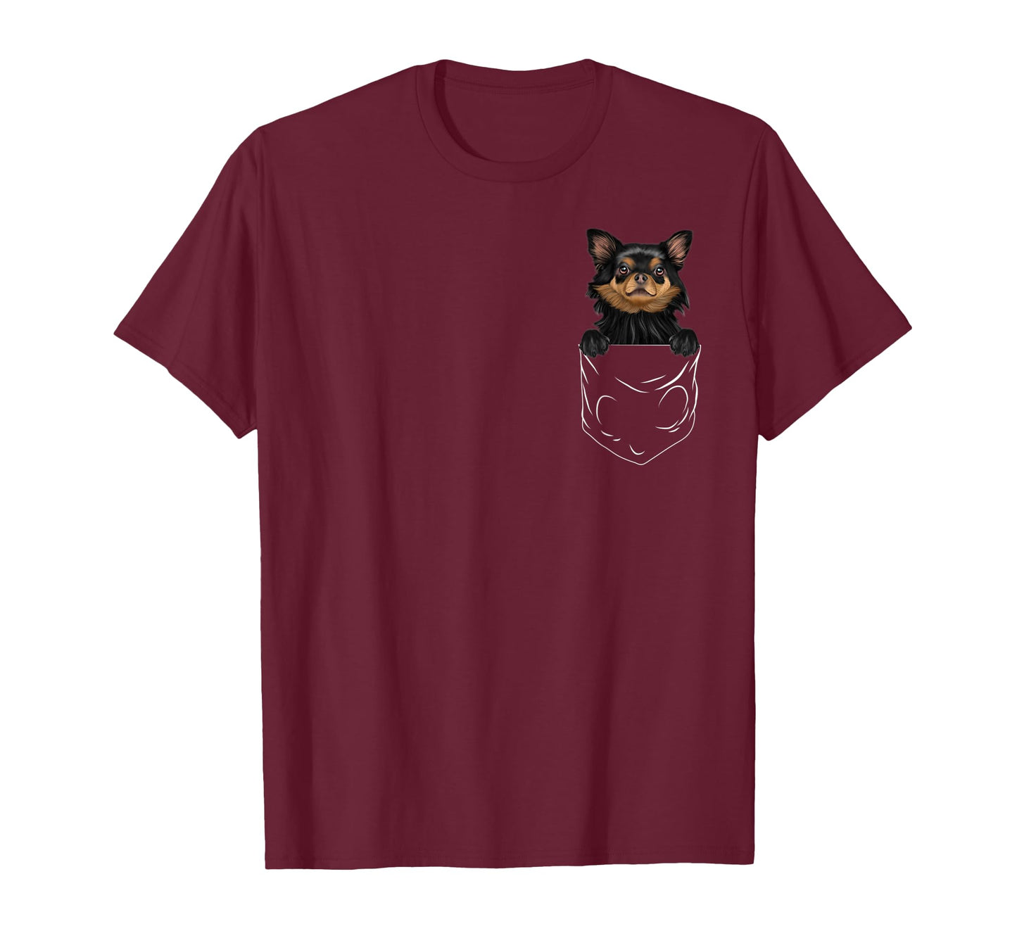 Dog In Pocket Black Chihuahua Funny Dog Lover T-Shirt for Men Women Kids