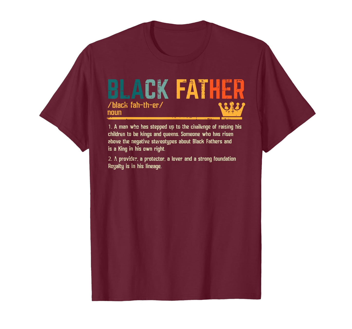 Fathers Day Black Father Definition African American Dad T-Shirt