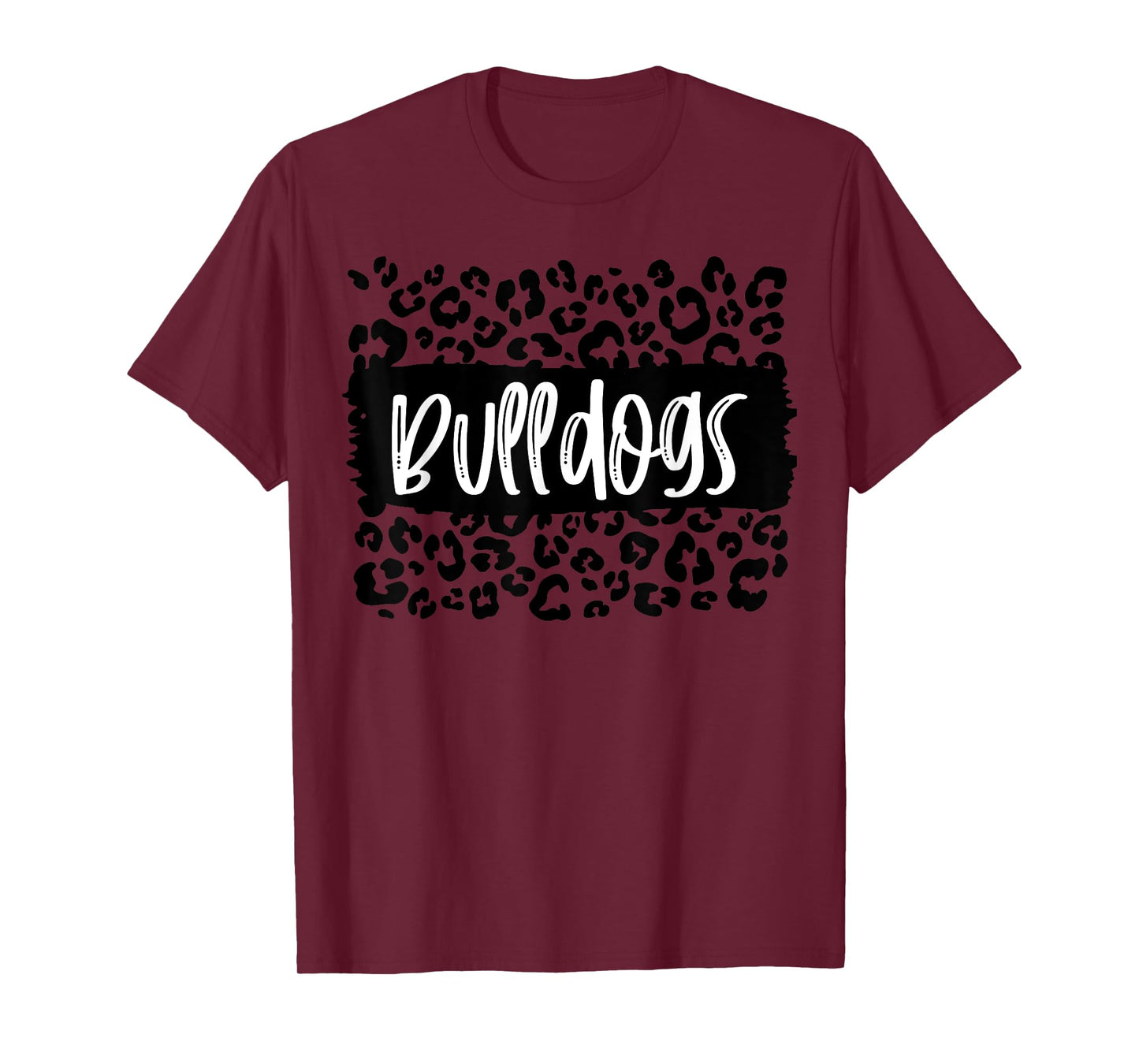 Bulldogs Team Mascot School Spirit Game Night Leopard Print T-Shirt