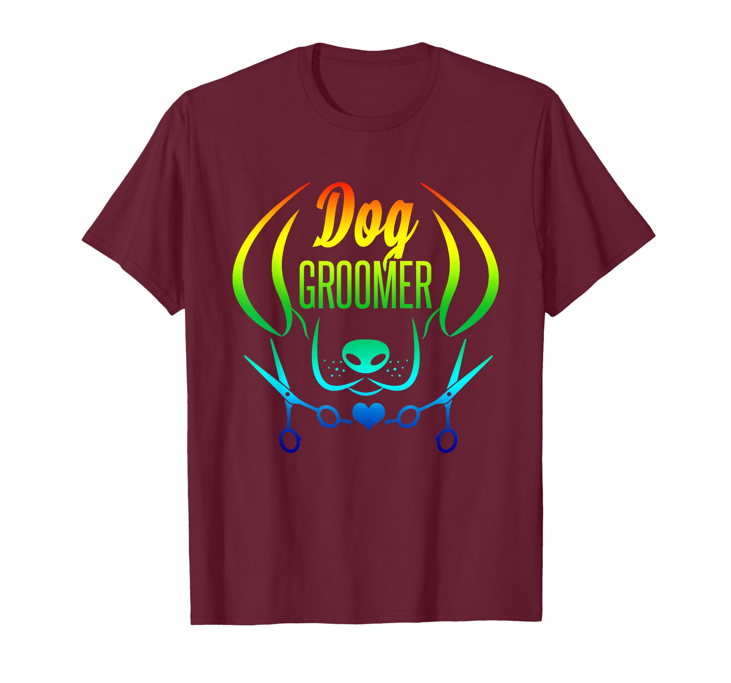 Cute Dog Groomer Tshirt Rainbow Women Dog Grooming T-Shirt