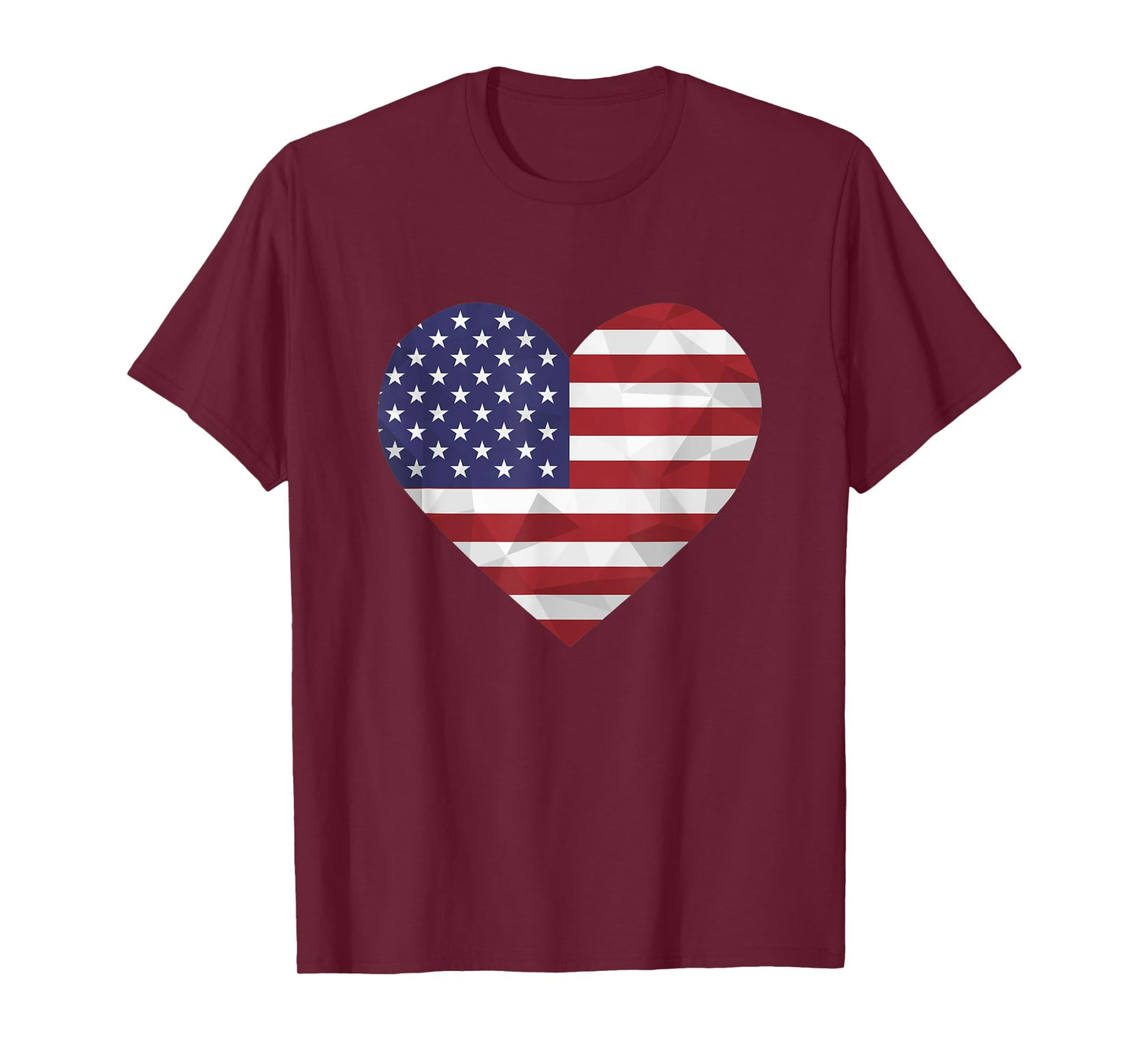 I Love United States of America Flag Heart Low Poly American T-Shirt