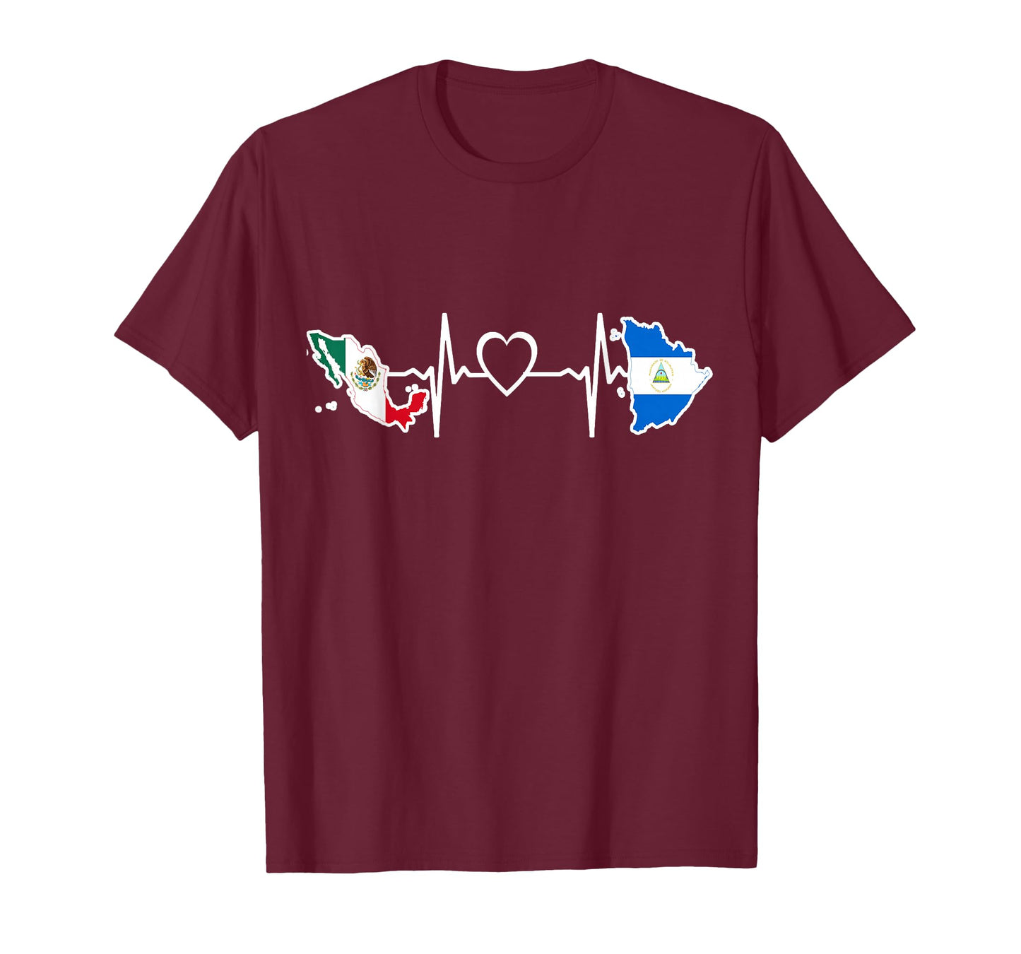 Mexico Nicaragua Flag - Mexican Nicaraguan HeartBeat T-Shirt