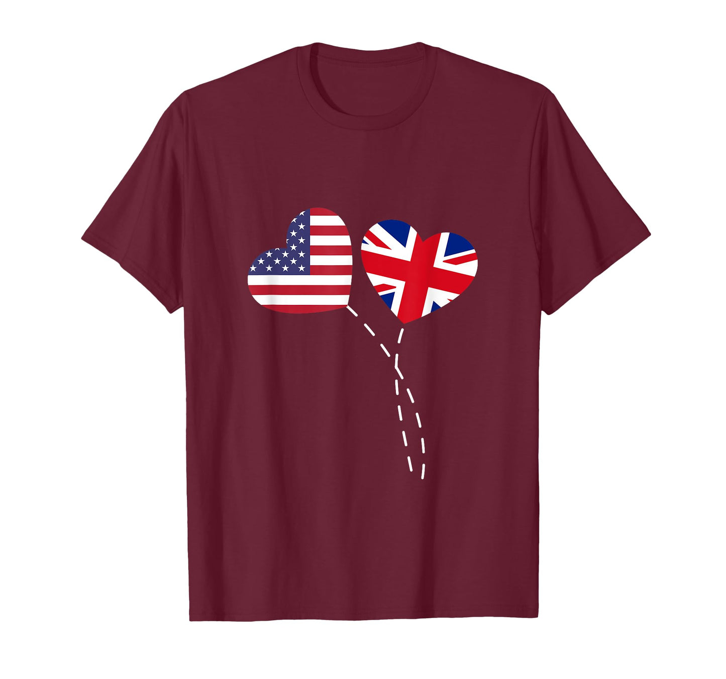 Loving USA United Kingdom Flag Heart British Americans Love T-Shirt