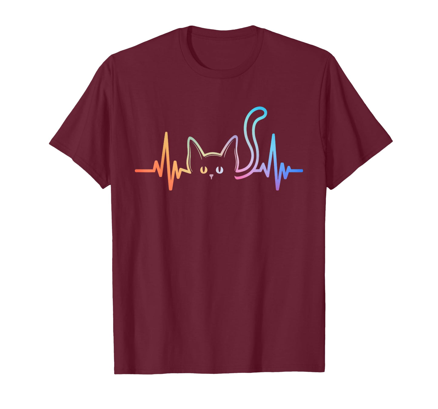Heartbeat Cat Lover Cute Cat Owner Animal Silhouette Art ECG T-Shirt