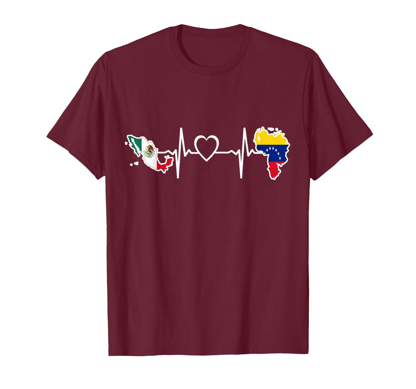 Mexico Venezuela Flag - Mexican Venezuelan HeartBeat T-Shirt