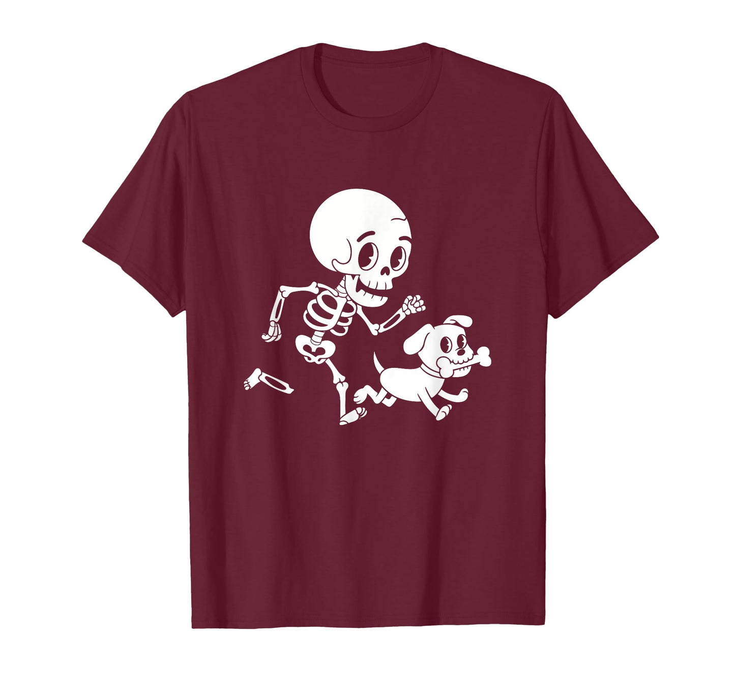 Skeleton With Dog Halloween Funny Humor Joke Men Women Kids T-Shirt