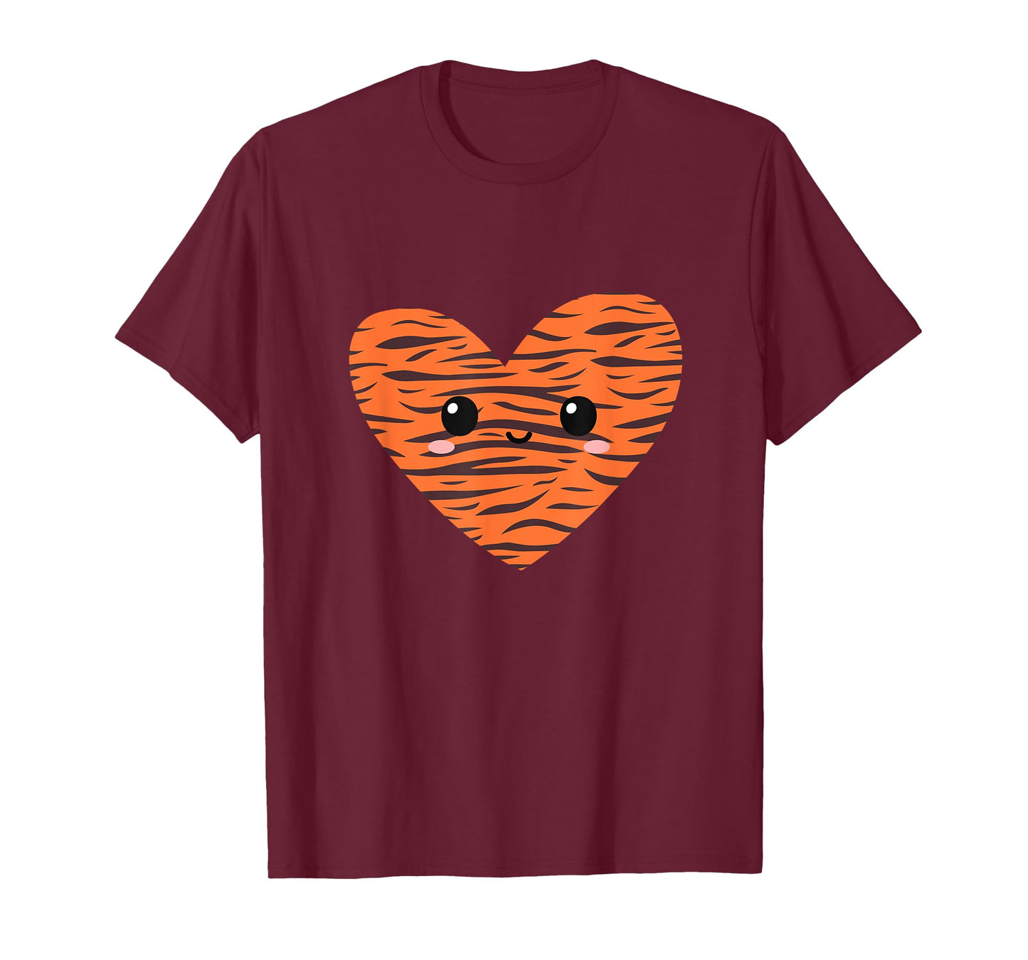Cute Tiger Face Heart Stripes Print Zoo Costume Women Girls T-Shirt