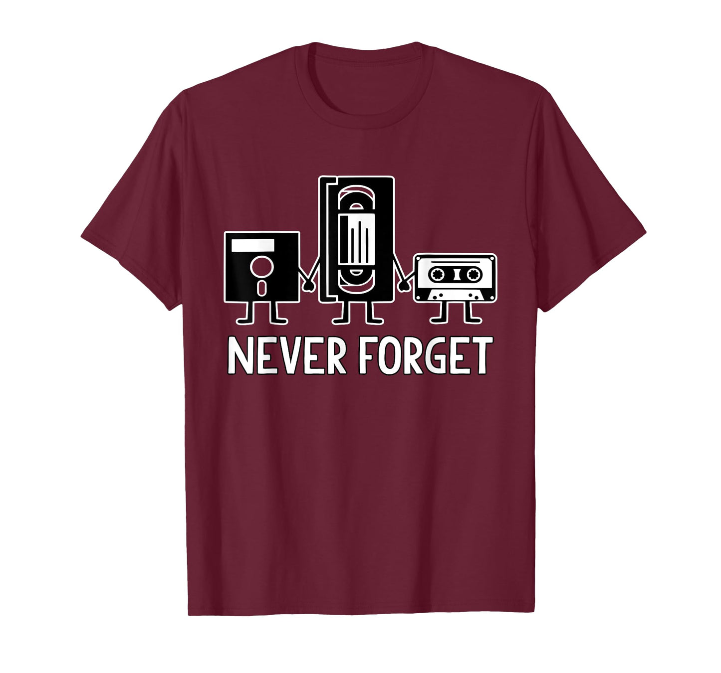 Vintage Retro Floppy Disk, VHS Tape, Cassette - Never Forget T-Shirt
