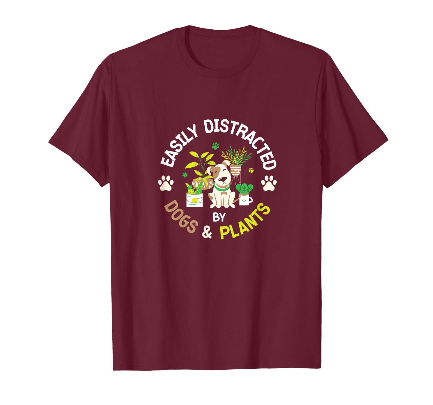 Easily Distracted By Dogs And Plants Gardening Dog Animals Men Women Girls Kids T-Shirt