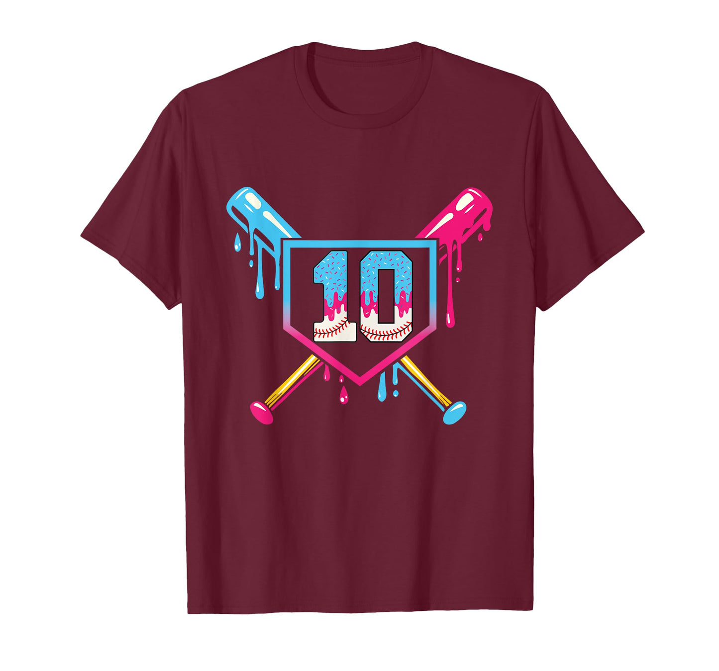 Baseball 10 Year Old Ice Cream 10th Birthday Boy Number 10 T-Shirt
