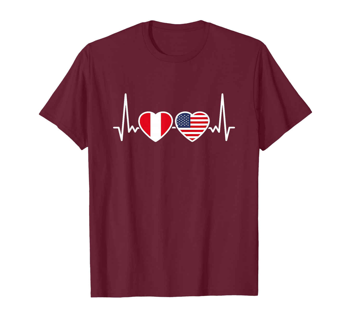 Peru USA Heartbeat Flag American Peruvian T-Shirt