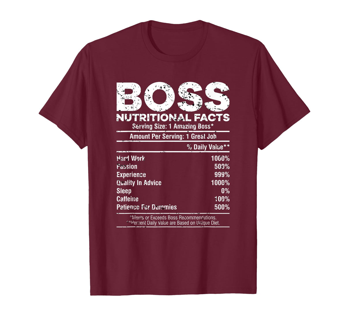 Funny Manager Boss Appreciation Nutritional Facts Distressed T-Shirt