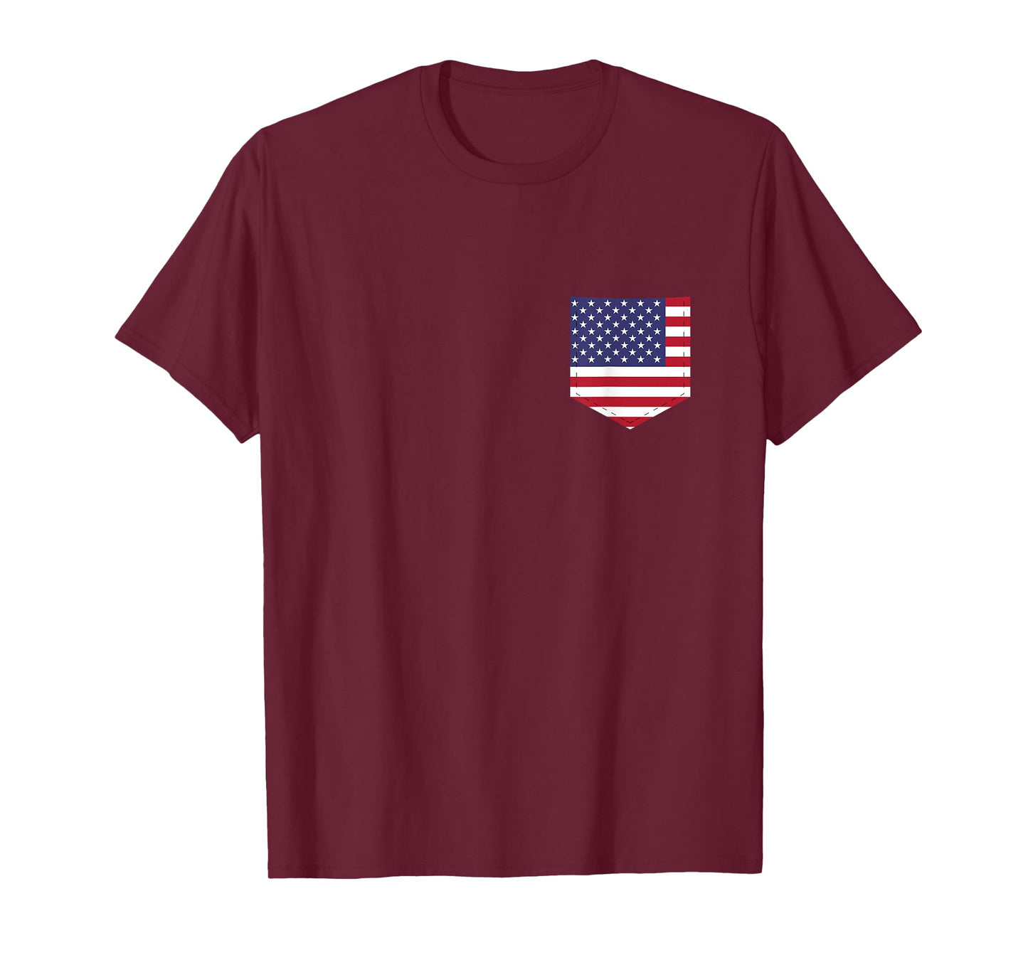 United States Flag T-Shirt with Printed American Flag Pocket T-Shirt