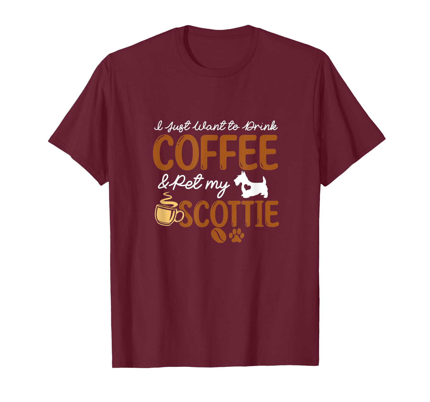 Funny Coffee Lover Cute Scottie Dog Owner Gifts Dog Mom Dad T-Shirt