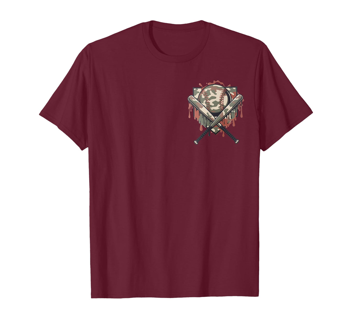 Camo Baseball Drip Shirt Boys Ice Cream Dripping Pocket T-Shirt