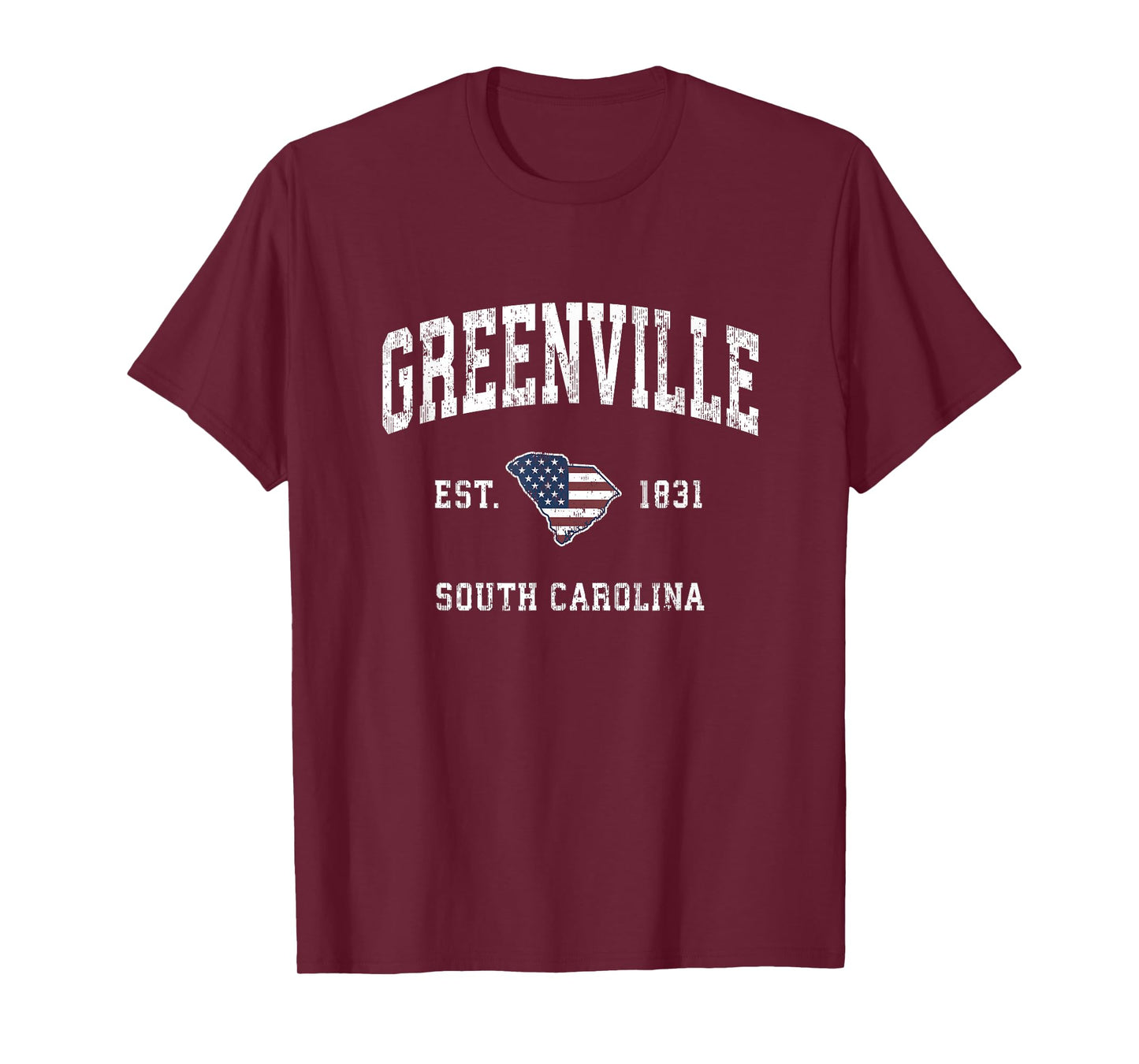 Greenville South Carolina SC Vintage American Flag Design Women Kids Men T-Shirt