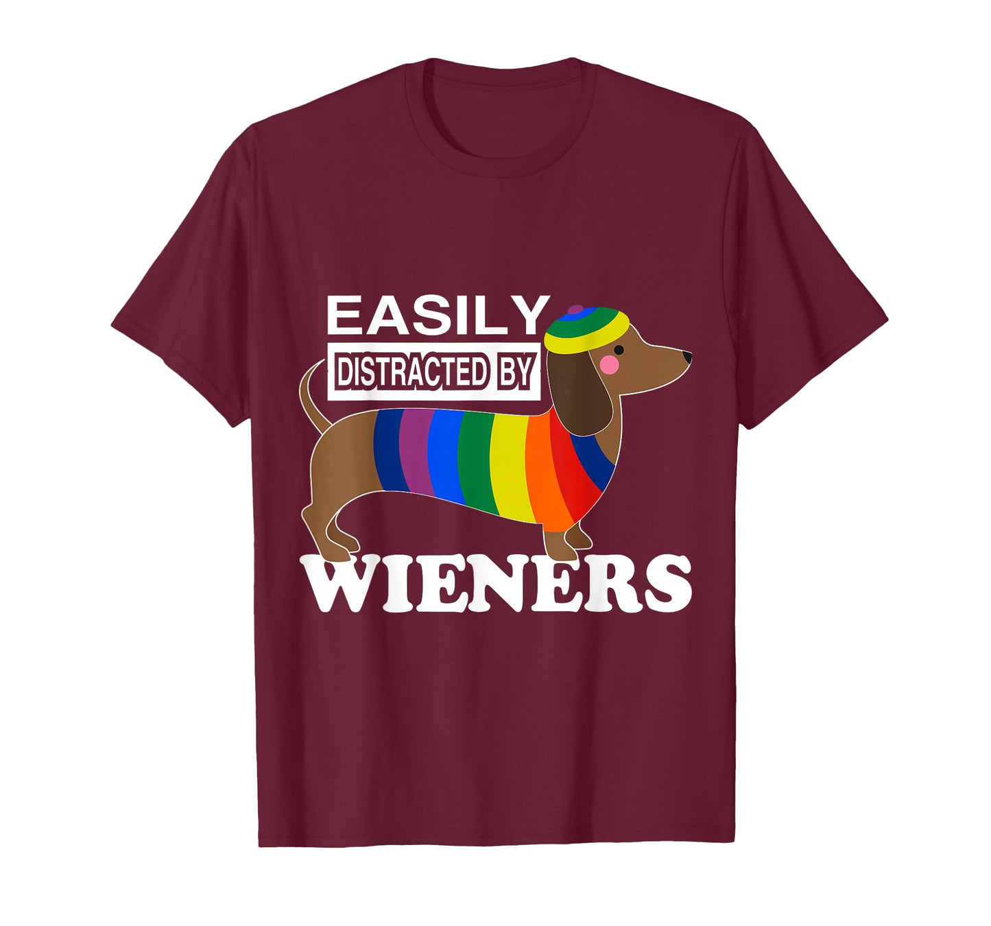 Rainbow LGBT Love Wieners Dogs Love Funny Gay Man Pride Fun T-Shirt