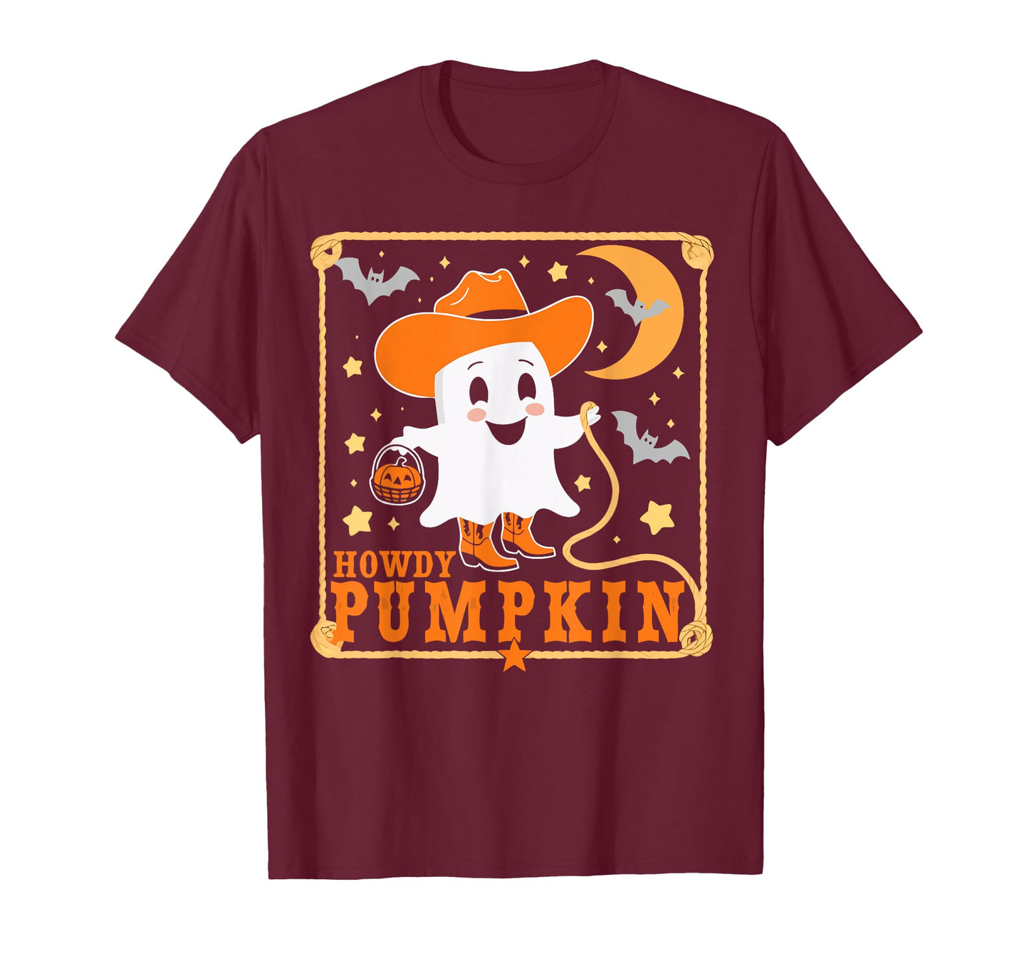 Retro Howdy Pumpkin Western Halloween Cowboy Costume T-Shirt